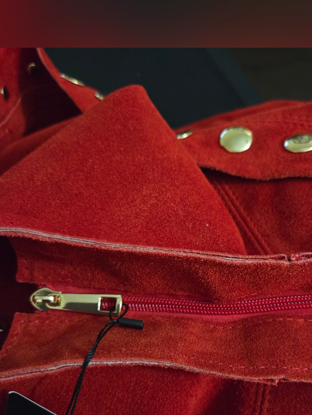 Red Gold Studded Hobo Bag - Picture 4 of 4